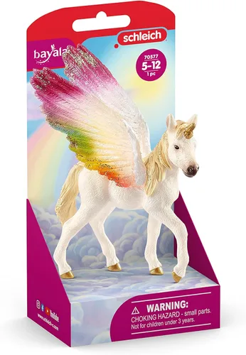 Vista 5 de Schleich Bayala - Figurina de unicorno bebé alado arcoíris mítico - Con majestuoso Pegaso y detalles de brillo, juguete imaginativo altamente