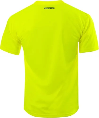 Vista 3 de JORESTECH Camiseta de trabajo de manga corta naranja o amarilla de alta visibilidad con bolsillo en el pecho, tela que absorbe la humedad