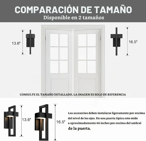 Vista 6 de LamQee Modernas luces de pared para exteriores de 3000 K, apliques de pared LED integrados para exteriores, accesorios de iluminación exterior