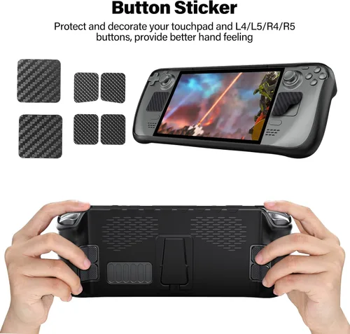 Vista 3 de BECONNA Protective Case for Steam Deck,TPU Protective Cover with Full Protection, Shock-Absorption, Non-Slip,Anti-Scratch Design, 6 Button Stikers