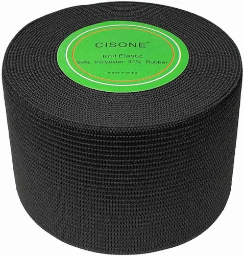 Vista 3 de Tejido elástico de 2 pulgadas de ancho negro pesado elástico de alta elasticidad banda elástica de punto 5 yardas