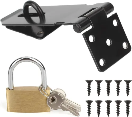 Vista 12 de HOWDIA Juego de Candado de Puerta de 4 Pulgadas con Pestillo de Bloqueo, Candado de Hasp de 90° con Tornillos y Candado de Acero Inoxidable