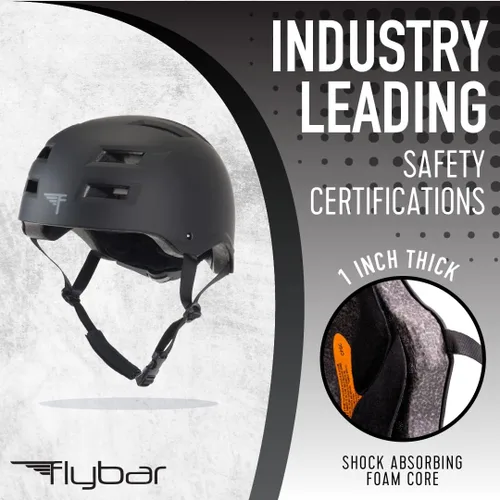 Vista 2 de Casco de bicicleta Flybar - Multideporte, certificado dual, ajustable, ligero, para skateboard, patinaje, pogo, scooter eléctrico, snowboard