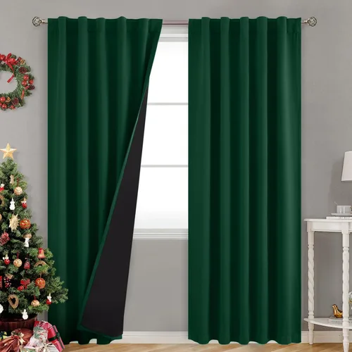 Vista 36 de BGment Cortinas 100% opacas beige de 63 pulgadas de largo con forro aislante térmico, bolsillo para varilla y lengüeta trasera de doble capa