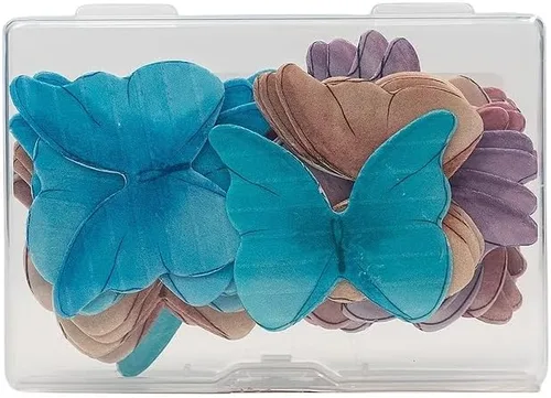 Vista 9 de Mariposas comestibles para decoración de pasteles, decoración comestible de arco iris para pasteles y cupcakes, mariposas de papel de oblea 5Colors-1