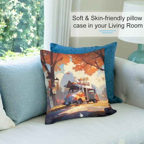 Vista 8 de Fundas de almohada para sofá de 12 x 12 pulgadas, diseño cuadrado de otoño y granja campestre, suave, estampado de doble cara, fundas decorativas