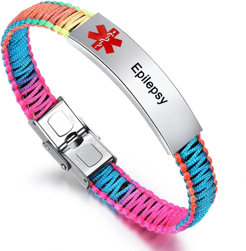 Vista 12 de JF.JEWELRY Pulsera de alerta médica para mujeres T1D T2D Pulsera de identificación de alerta médica para diabetes y epilepsia para niñas y niños