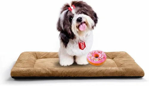 Vista 11 de Alfombrilla de cama para jaula de perro para perros extra pequeños. Cama de jaula de perro ultra suave. Alfombrilla de perrera lavable y Rosa