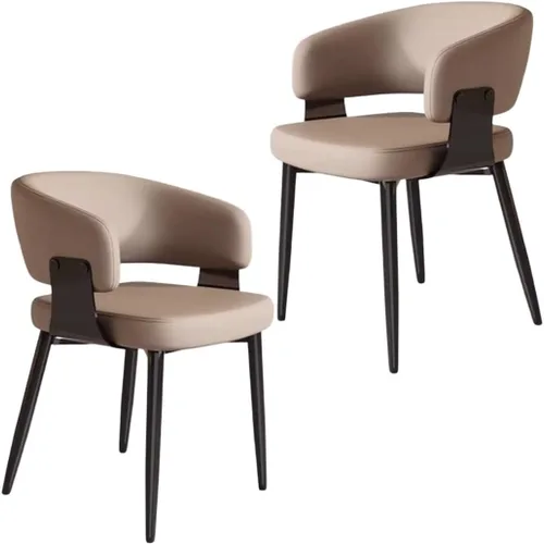 Vista 21 de YVYKFZD Juego de sillas de comedor, silla de comedor con patas de metal y respaldo curvo, sillas de cocina tapizadas de cuero, reposabrazos, silla