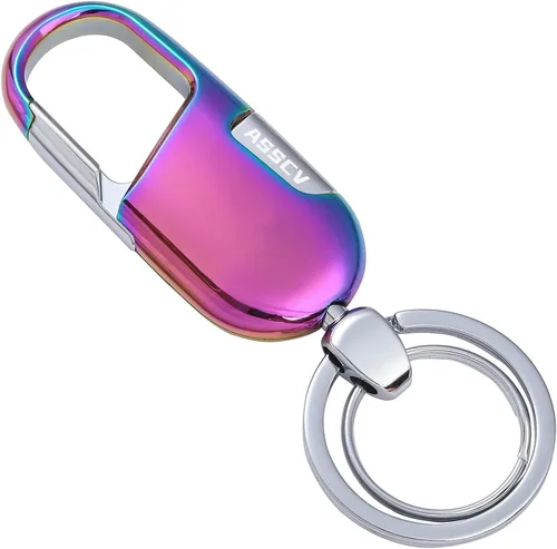 Vista 8 de Llaveros de coche, llaveros resistentes, accesorio para llaves de coche para hombres y mujeres, con elegante caja de metal Negro