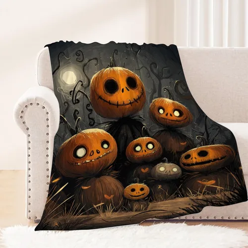 Vista 12 de Manta de Halloween para bebé, mascota pequeña, manta espeluznante de calabazas negras para gatos, manta para cuna, cochecito, decorativa, ligera