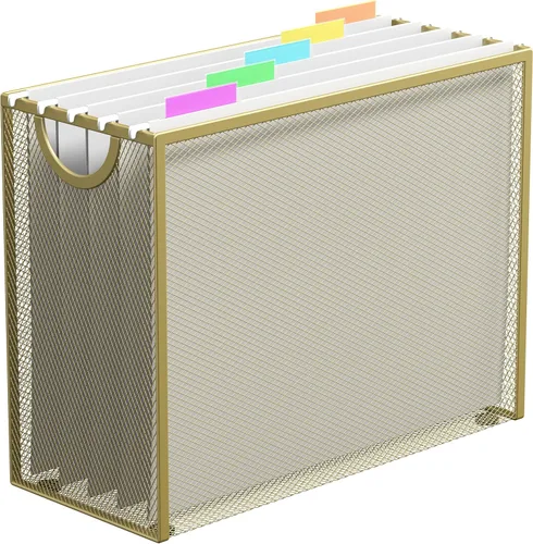 Vista 12 de Organizador de Archivos Colgantes, Portaarchivos Tamaño Carta Caja de Archivo con 5 Carpetas Colgantes, Almacenamiento de Carpetas de Archivos