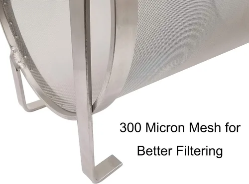 Vista 4 de Hop Hopper - Filtro de cesta de araña para cerveza casera, cerveza y té, fermentador, acero inoxidable 304, malla de 300 micrones, 4 x 10 pulgadas