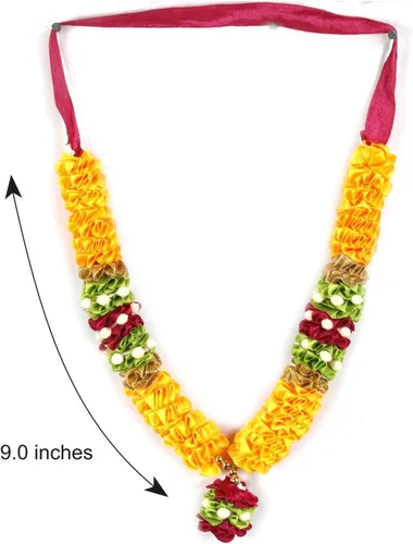 Vista 2 de ASHIRWAD Guirnalda de flores artificiales de 9 pulgadas, cinta de cuentas, pequeña estatua de ídolo grande mala, artículos indios Pooja Diwali Puja