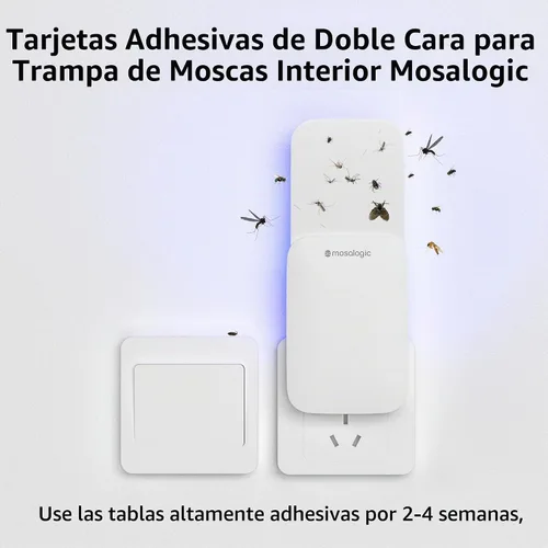 Vista 4 de Mosalogic Tarjetas de pegamento de repuesto para trampa para moscas para interiores, tarjetas adhesivas de doble cara para trampa de insectos