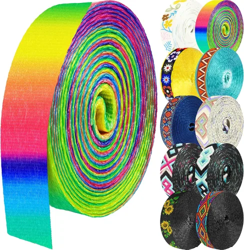 Vista 7 de 1.5 pulgadas Correa de nailon con patrón, correas de cinturón de nailon, correas para bolso, correas para mochila, cinturón de nailon