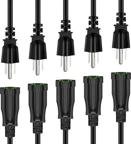Vista 12 de Cable de extensión de alimentación de 0.5 pies/6 pulgadas (paquete de 10), cable de extensión eléctrico corto de 3 clavijas, salida única
