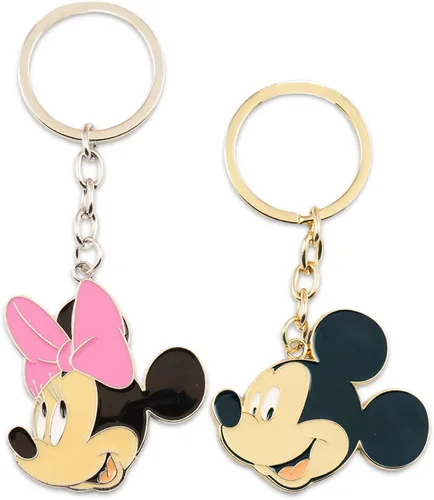 Vista 2 de Disney Mickey y Minnie Mouse Juego de llaveros Paquete con 2 llaveros de Disney con Mickey y Minnie para niños, hombres, mujeres más calcomanías
