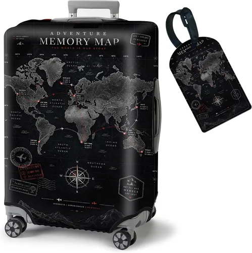 Vista 21 de FUYOCWE Fundas de equipaje para maleta, aprobadas por la TSA, protector elástico lavable para maleta, se adapta a accesorios de viaje de 19 a 32