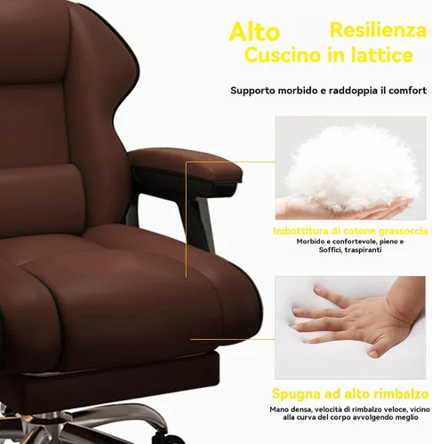 Vista 7 de Office Chair, Gaming Chair with High Back and Footrest, Ergonomic Office Chair with Lumbar Support, Suitable for Office and Home Use