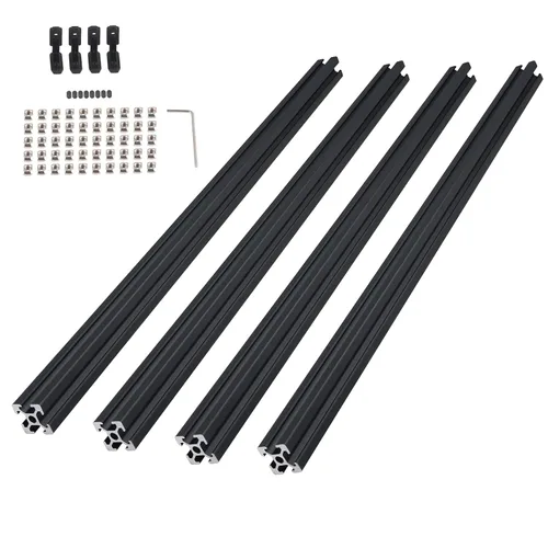 Vista 9 de 2 piezas de extrusión de aluminio de 31.496 in 2040 V estándar europeo anodizado perfil de aluminio negro anodizado con accesorios para impresora 3D