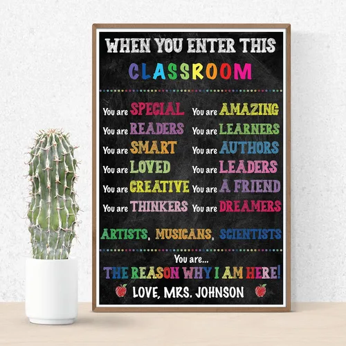 Vista 6 de Póster personalizado de reglas del aula, personalizado cuando entras en este aula, póster motivacional positivo inspirador para profesores, CRP001