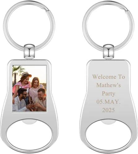 Vista 7 de Personalized Master Llavero de abridor personalizado, llavero de fotos de color, accesorios de joyería para hombres, papá, cumpleaños, regalos