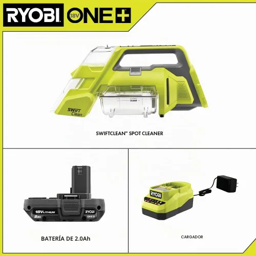 Vista 2 de RYOBI ONE+ - Kit de limpieza inalámbrica SWIFTClean de 18 V con batería de 2.0 Ah y cargador, 7 x 10