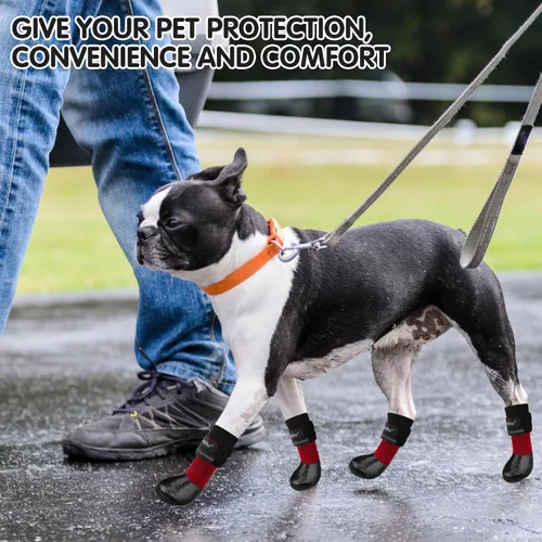 Vista 5 de BINGPET - Calcetines antideslizantes para perros para suelos de madera dura, botines para prevenir lesiones y lamer, protector de patas con control
