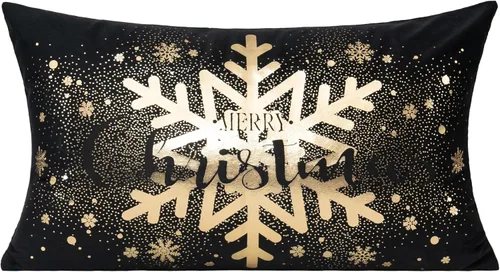 Vista 2 de All Smiles Fundas de Almohadas Decorativas Negras de Navidad Doradas Fundas de Navidad Decoraciones 12X20 Juego de 2 Decoración Interior Hogar