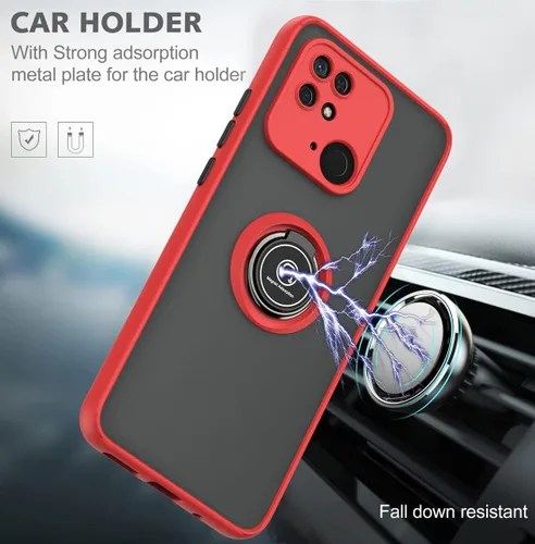 Vista 4 de QUIETIP Funda compatible con Xiaomi Redmi 10C/Poco C40, TPU + PC duro a prueba de golpes, anillo magnético para soporte de coche con protector