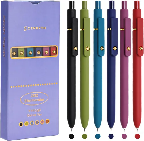 Vista 11 de Bolígrafos de gel, juego de 5 bolígrafos de 0.7mm con tinta negra de secado rápido, punta fina y escritura suave, lindos suministros de oficina