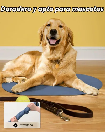 Vista 6 de Tapete absorbente de comida para perros y gatos, tapete para comida y agua, tapete de secado rápido para alimentos para mascotas, almohadilla de Azul