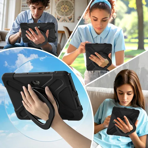 Vista 6 de 360 Rotation Case for Galaxy Tab ActivePro/Tab Active4 Pro/Active 5 Pro 10.1" Sturdy Cover Rotate Ring Stand Shoulder Carrying Strap Hand Strap