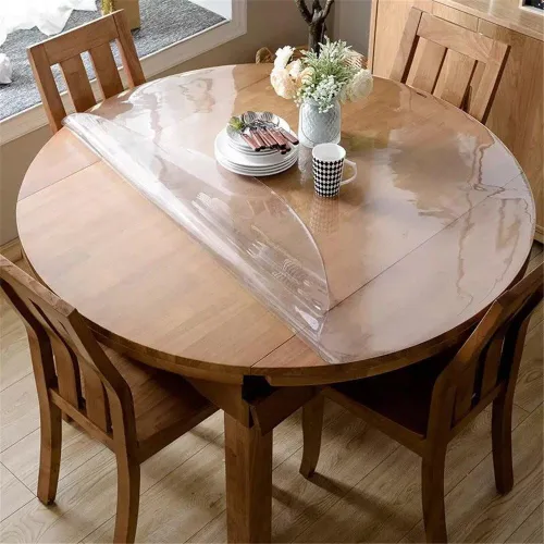 Vista 8 de OstepDecor - Protector de mesa redondo transparente de 30 pulgadas, cubierta de mesa transparente gruesa, mantel de mesa redondo de PVC impermeable