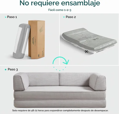 Vista 4 de LINSY HOME Sofá cama convertible de 79 pulgadas, sofá cama plegable de compresión, sofá cama plegable de pana para sala de estar y dormitorio, sofá