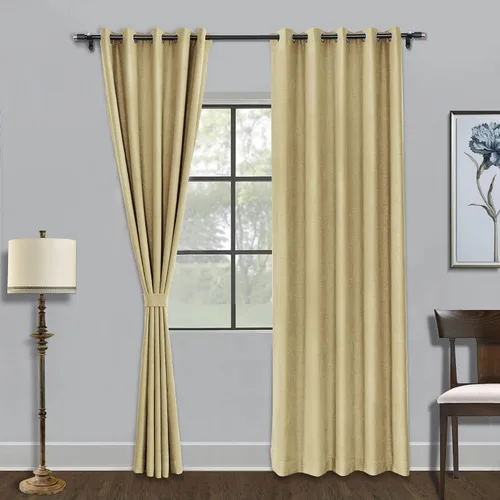 Vista 22 de Fcosie Cortinas opacas de 84 pulgadas de largo con textura de lino, con aislamiento térmico, con ojales en la parte superior con forro opaco blanco