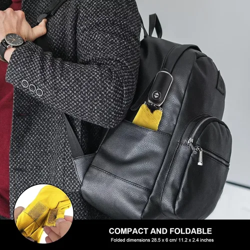 Vista 133 de LEAGERA Paraguas de viaje compacto para bolso, mango plano, impermeable para lluvia ligera