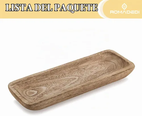 Vista 6 de Cuencos decorativos Romadedi para la decoración del hogar, cuenco de masa de madera para decoración, cuenco grande de madera de 16" para centros