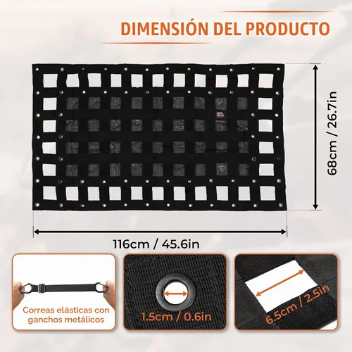 Vista 8 de KEMIMOTO Red de carga UTV compatible con Polaris Ranger General Defender