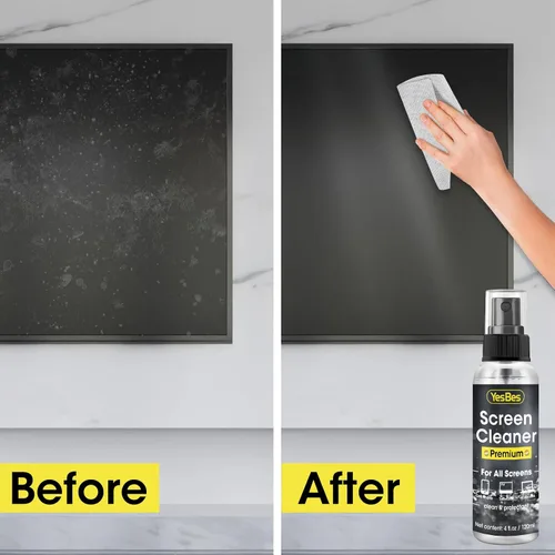 Vista 3 de Spray limpiador de pantalla de 16 onzas (paquete de 4 onzas) - Limpiador de pantalla de TV y computadora con 2 paños de microfibra para múltiples