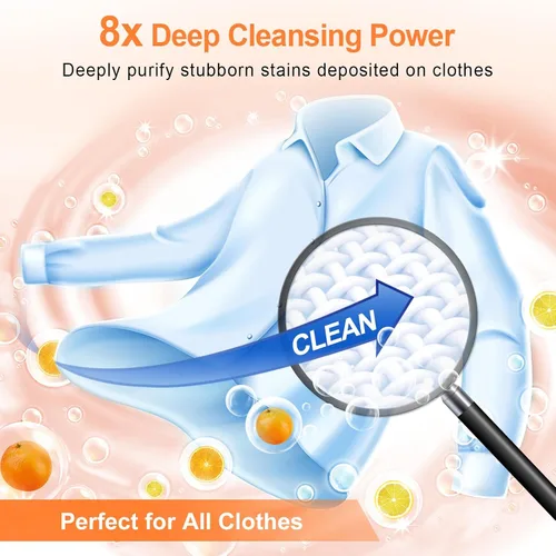 Vista 2 de Binbata Hojas de detergente para ropa, 200 cargas, aroma cítrico, hipoalergénicas, ecológicas, biodegradables, sin plástico, sin líquido, aptas