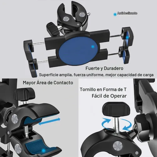 Vista 7 de Soporte para tablet de cochecito para bebé, abrazadera de manillar para scooter, silla de ruedas, bicicleta de gimnasio, equipo de entrenamiento