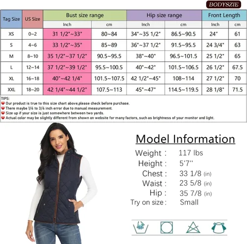 Vista 6 de Dilgul Chaleco acolchado para mujer, cuello alto, con cremallera, acolchado ligero y moderno