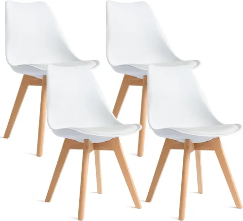 Vista 14 de Juego de 4 sillas de comedor, modernas sillas de comedor tapizadas con asiento acolchado de piel sintética, sillas de cocina sin brazos con respaldo