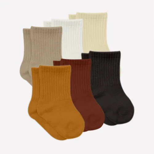 Vista 4 de Calcetines tobilleros con agarre para bebé, 6 pares, calcetines de algodón orgánico para recién nacidos, calcetines de tobillo para niños y niñas
