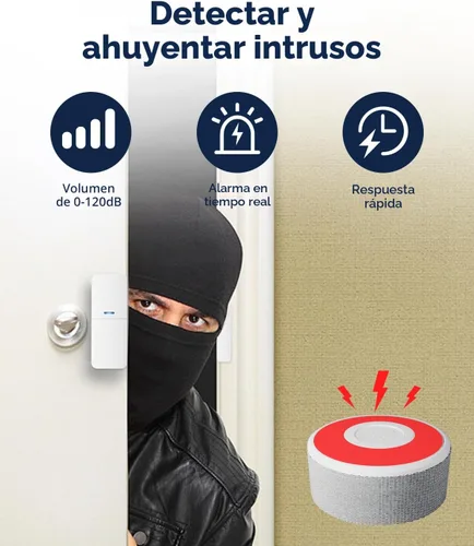 Vista 3 de Sistema de alarma WiFi para puerta, sistema de seguridad inteligente para el hogar, con alerta de aplicación de teléfono, kit de 8 piezas