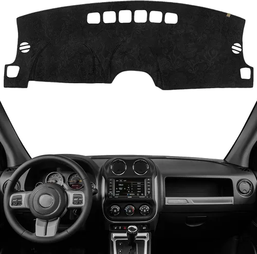 Vista 22 de Cubierta de Salpicadero Alfombrilla de Tablero Compatible con Je-ep Wrangler JK 2017-2011 (para Código de Cuerpo JK), Alfombrilla Antirreflejos