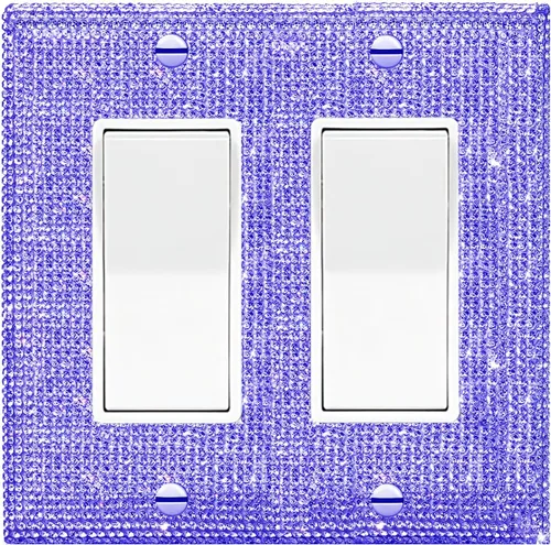 Vista 38 de 4 piezas de placa de pared rosa plateado brillante cubierta decorativa interruptor de luz cubierta de interruptor de palanca única diamantes
