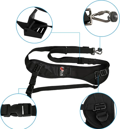 Vista 3 de Fotasy Correa de diseño ergonómico para cámara, correa ajustable para el cuello de la cámara, con liberación rápida y correa de seguridad